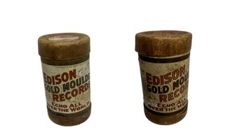 Two Antique 1904 Edison Gold-Moulded Cylinder Records