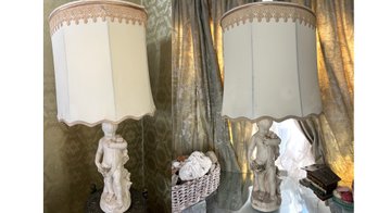 Pair Of Figural Cherub Lamps