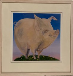 Smiling Pig Print - Professionally Matted & Framed