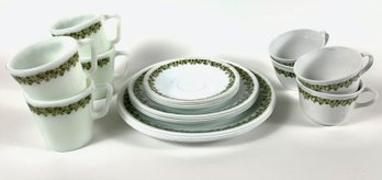 Spring Blossom Pattern Group Of 1970s Corelle Dishes And Pyrex Mugs