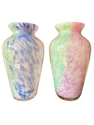 Pair Of Art Glass Vases. 12' Tall