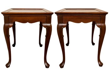 Pair Of  Hickory Chair Co James River Collection Mahogany Queen Anne Accent Tables