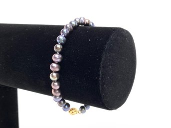 Black Multicolor Pearl Bracelet Hand Knotted With 14k Clasp