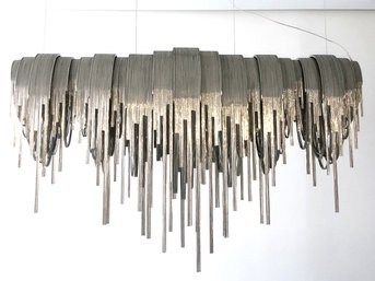 A Volver Medium Linear Chandelier In Nickel Plated Silver By Studio 14 For Terzani (MSRP 29,000) - 2 Of 2