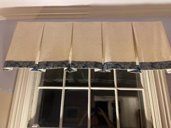 Three Designers Custom Window Valences In White And Steel Blue