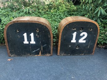 Two Numbered Vintage Theatre Seats With Copper Trim