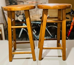 Two Solid Maple Counter Stools