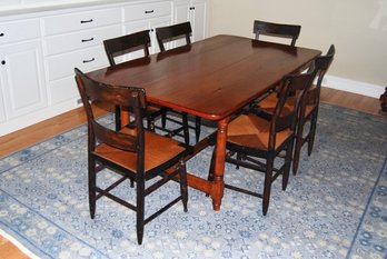 Set Of 6 Antique 1850s Hitchcock Rush Seat Dining Chairs