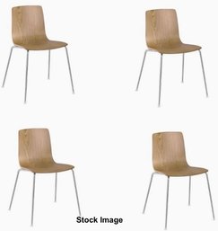 4 Modern Side Chairs - Aava For Arper Birch Chairs - Replaceable Leather Slipcovers - Retail $625 Each - Loc A