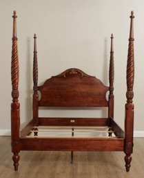 A Large Poster Plantation Style 'Montego' King Bedstead In Turned Mahogany 'British Classics' By Ethan Allen