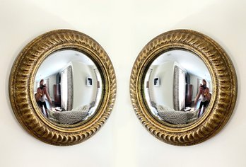 A Pair Of Convex Mirrors In Gold Filigree Frames