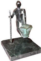 Bronze And Marble MCM Mid Century Statue Of Abstract Man Or Warrior - 9 Inches Tall