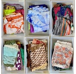 Large Collection Of Assorted Silk, Cotton, Light Wool Ladies Scarves