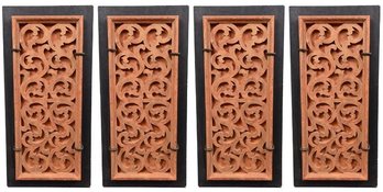 Set Of Four Carved Cutout Scrollwork Wood Wall Panels