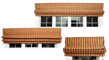 Set Of Three Custom Roman Shades With Blackout Linings (RETAIL $3,122)