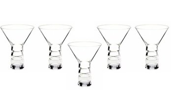 Set Of Five Riedel 'O' Martini Art Deco Hollow Stem Glasses