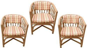 Tommi Parzinger For Willow & Reed Mid-century Bamboo Bentwood Painted Barrel Back Chairs