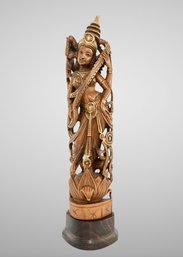 16' High Hindu Goddess Saraswati Hand Carved In Sandlewood Statue/Sculpture