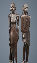 2 Life Sized 6' Tall East African Ebony Wood Carved Woman-Spectacular Craftsmanship On These!!