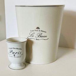 Kassatex Le Bain Paris 100 Porcelain Wastebasket And Tumbler