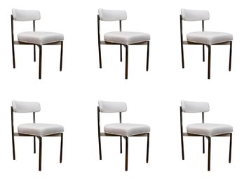 Set Of 6 Mitchell Gold Bob Williams Remy Dining Chairs White Performance Linen