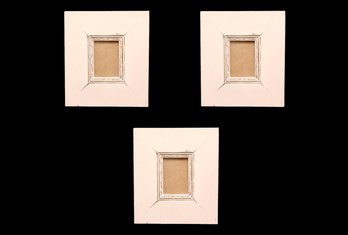 Set Of 3 Obrien Schridde Designs Handmade Weathered Blush Wood Signed Frames