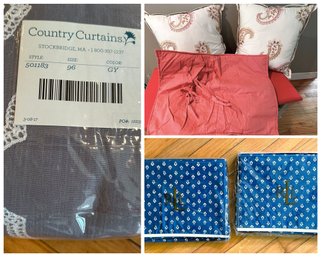 Pair Of Ralph Lauren Twin Flat Sheets, Pair Country Curtains 96', Pillows & Two Pillow Shams