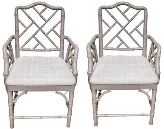 Pair Of Ballard Design Dayna Cushioned Arm Desk/Dining Chairs