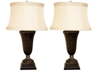 Pair Of Lillian August Collection Hand Painted Ritz Table Lamps