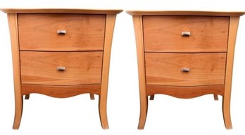 Pair Of Canadian Two Drawer Wooden Night Tables