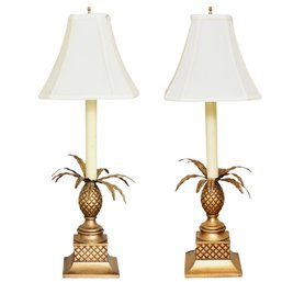 Pair Of Gilt Pineapple Form Table Lamps