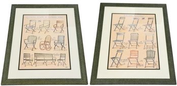 Pair Of Fauteuils Pliants And Chases Pliantes Framed Prints