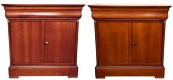 Pair Of Grange French Louis Philippe Style Solid Cherry Wood Night Stands