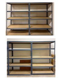 (4) Heavy Duty Steel Gauge Multi-Use Storage Shelves - Requires Disassembly From Basement