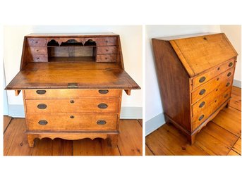 Gorgeous Antique Curly Maple Slant Desk