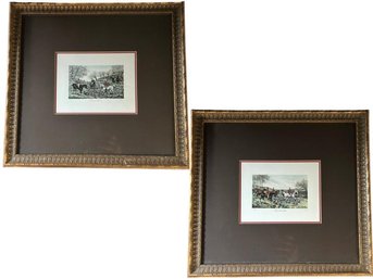 Pair Of Framed Vintage Hunting Scenes