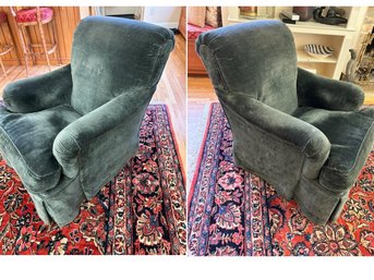 Pair Of Custom Cyan Armchairs