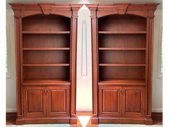 Pair Of Stately Wood Bookcases