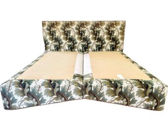 King Sz Custom Upholstered Bed In Schumacher Oden Forest