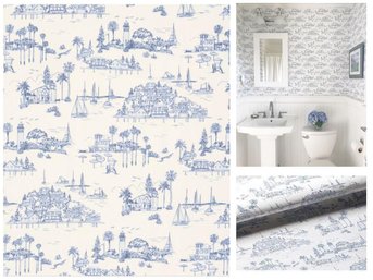 Partial Roll Serena And Lily Seaheaven Toile Wallpaper Blue