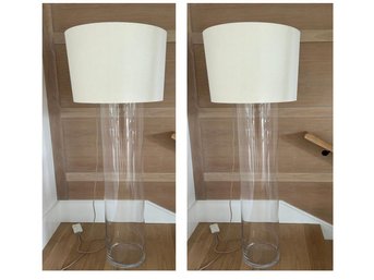 Pair Of. Glass Column Floor Lamps