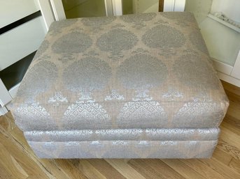 Ottoman On Wheels - Linen With Metallic Medallion