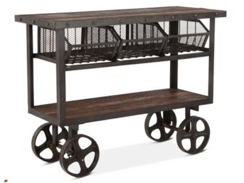 Large Vintage Style Cart On Wheels - Made From Reclaimed And Recycled Materials