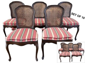 Set Of 10 Caned Back Dining Chairs
