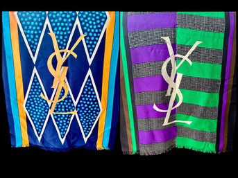 Pair Of YSL Vintage  Silk Scarves