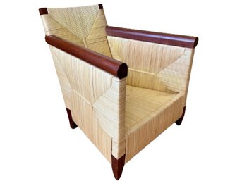 Donghia By John Hutton-Rush Cane Lounger- Wicker And Mahogany