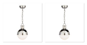 Pair Of Hicks Small Globe Pendant Lights By Thomas O'Brien For Visual Comfort Signature - Retail For $699 Each
