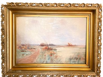 Vintage Antique Framed Oil On Canvas Of Landscape Appears To Be Unsigned( #24, 2nd Fl Office)