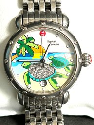 Michele Luxury Watch Turtles Tropical Paradise Limited Ed. 175/500 Diamond Sapphire New Battery Tested Working