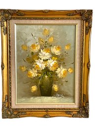 Oil On Canvas Still Life Painting Of Flowers Signed Henri ( #9)